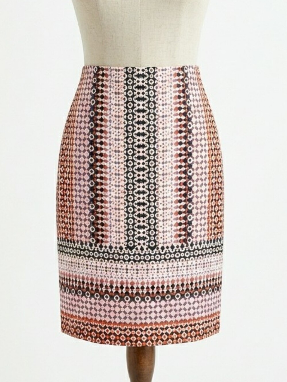 J.CREW Geometric Print Pencil Skirt Silky Crepe Knee Length Multicolor 4